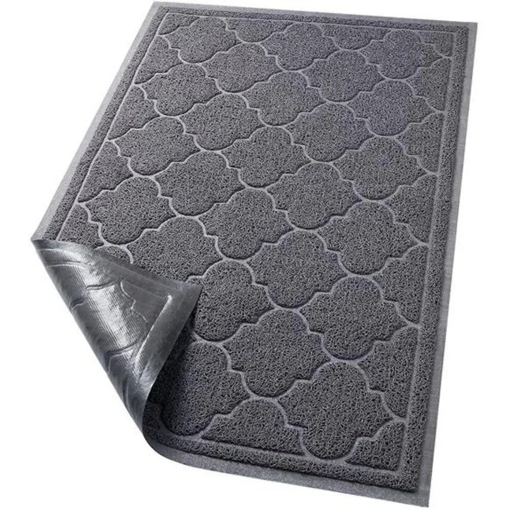 Door Mat Large 24x36 Inch Indoor Outdoor Doormat, Non-Slip, Grey